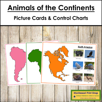 Preview of Animals of the Continents Set #2 (color) - Sorting Cards, Maps & Control Cards