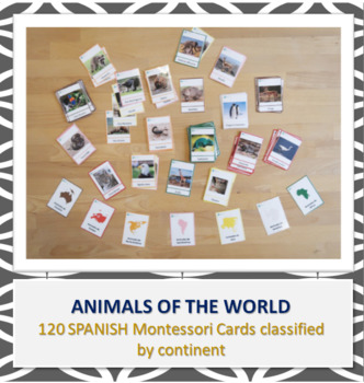 Preview of Animals of the World: 130 SPANISH Montessori cards