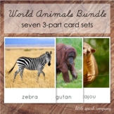 Animals of the World 3-Part Cards Bundle, Montessori Nomen