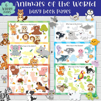 Preview of Animals of the World  Book Pages for Kids. Toddler Learning Binder for Presc