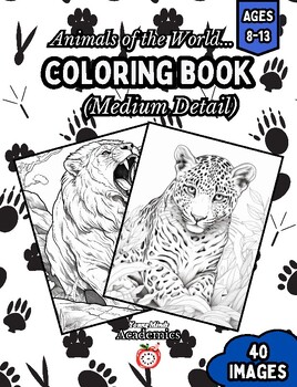Preview of Animals of the World: Coloring Book, Medium Detail
