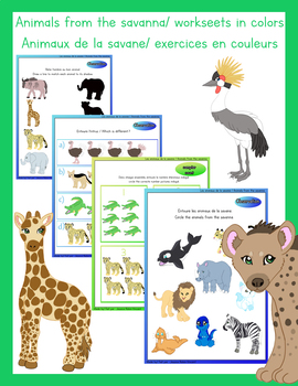 Animals Of The Savanna Worksheet Français Anglais