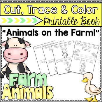 Preview of "Animals on the Farm" Cut, Trace & Color Printable Book!