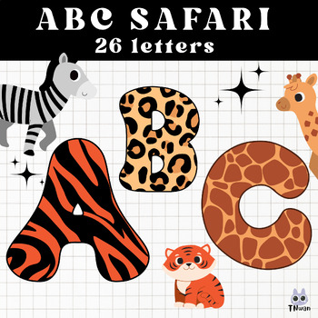 Preview of Animals skin Alphabet safari letters ClipArt,bulletin board,classroom decor