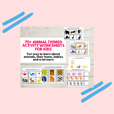 Animals theme printable for toddlers and preschoolers