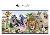 Animals unit to be used with a smartboard