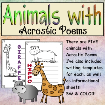 Animals with Acrostic Poems by Angie's Creative Corner | TPT