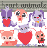 Animals with Hearts Digital Clip Art