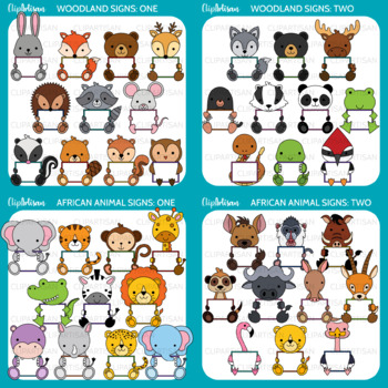 Preview of Animals with Signs Clip Art Bundle