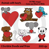 Animals with hearts clip art