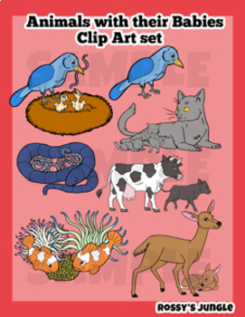 Preview of Animals with their babies Clip Art set