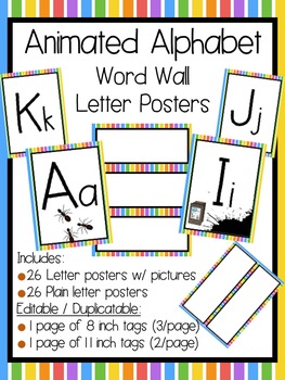 Preview of Animated Alphabet Word Wall Letters and Tags