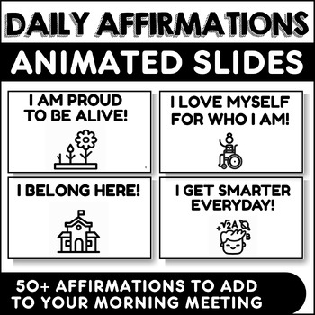 Preview of Animated Daily Affirmation Slides for Morning Meeting | Editable Google Slides