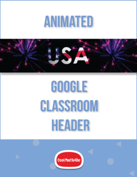 Preview of Animated Google Classroom Header Banner, USA Text with American Waving Flag.