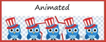 Preview of Animated Google Classroom Headers (Patriotic Owls) Banners - Distance Learning