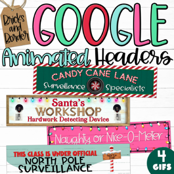 Preview of Animated Google Classroom Headers Santa Elf Gifs