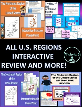 Preview of Animated Interactive BUNDLE FOR all 5 U.S. Regions Editable PPT