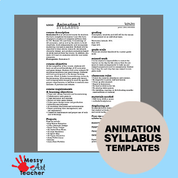 Preview of Animation I Syllabus Template for High School/CTAE