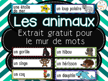Preview of Animaux - Mur de mots - Extrait gratuit