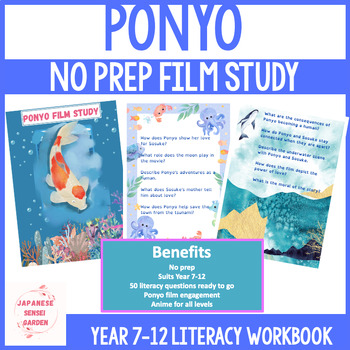 Preview of Anime Ponyo Film Study Studio Ghibli Japan Anime Workbook