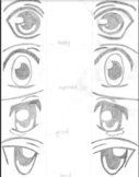 Anime Directed Drawing Worksheet and Templates- Scaffolds 