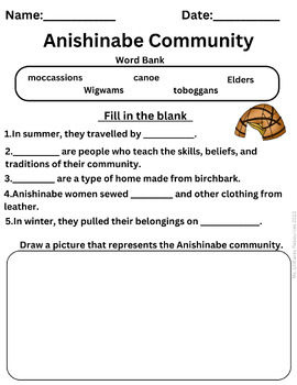 Preview of Anishinabe Community Worksheet