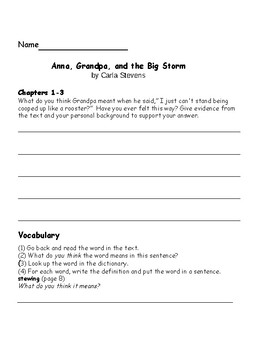 Preview of Anna, Grandpa and the Big Storm Reading Comprehension Packet