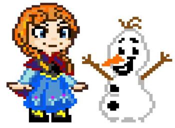 Anna and Olaf from Frozen Pixel Art Multiplication by Janelle Schuurman