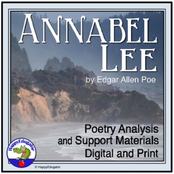 Preview of Annabel Lee by Edgar Allan Poe Poetry Analysis with Vocabulary Graphic Organizer