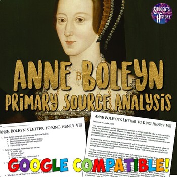 Preview of Anne Boleyn Letter to Henry VIII Primary Source Worksheet