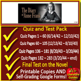 The Diary of Anne Frank Comprehension Quizzes (4) and Final Test