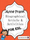 Anne Frank Biographical Article and Activities for ESL (CC