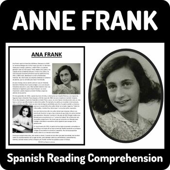 Preview of Anne Frank Biography Reading Comprehension in Spanish - Women's History Month