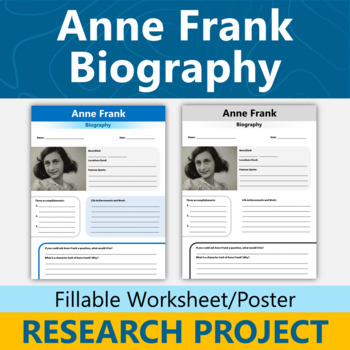 Preview of Anne Frank Biography Research Project
