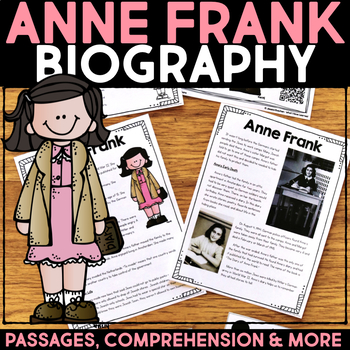 Preview of Anne Frank Biography Research, Reading Passage, Graphic Organizer, Templates
