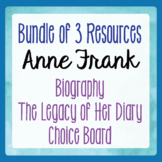 Preview of ANNE FRANK Biography Resources BUNDLE of 3 PRINT and EASEL
