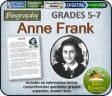 Anne Frank Biography Reading Comprehension - Print and Dig