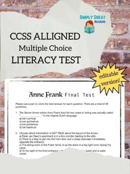 Preview of The Diary of Anne Frank Final Test editable + Study Guide!