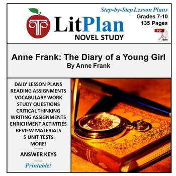 Preview of Anne Frank Diary of a Young Girl LitPlan Novel Study Unit, Activities, Questions