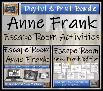 Preview of Anne Frank Escape Room Bundle | BOOM Cards™ Digital & Print Versions