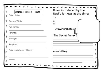 Preview of Anne Frank - Project template