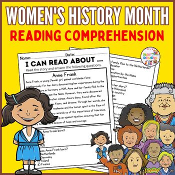 Preview of Anne Frank Reading Comprehension / Women's History Month Worksheets