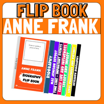 Preview of Anne Frank flip book Biography Research Project Report womens history month