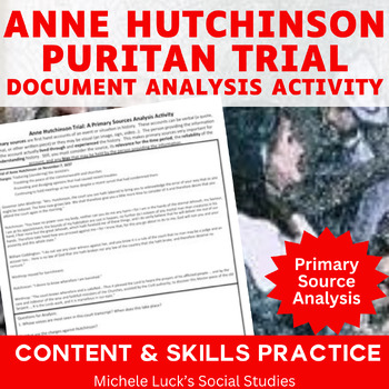 Preview of Anne Hutchinson Puritan Trial American Document Analysis Activity