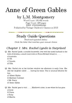 Preview of Anne of Green Gables (Unabridged) by L.M. Montgomery; Multiple-Choice Quiz