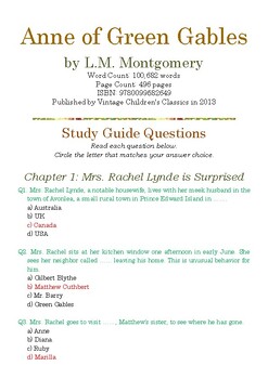 Preview of Anne of Green Gables (Unabridged) by L.M. Montgomery; Multiple-Choice Quiz w/Ans