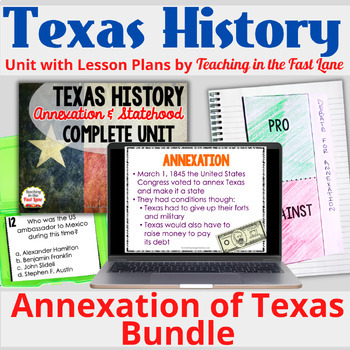 Preview of Annexation of Texas Bundle with Lesson Plans - 4th Grade TX History Activities