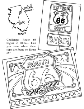 Preview of Annie Mouse's Adventures: The Coloring Book Illinois Route 66 page