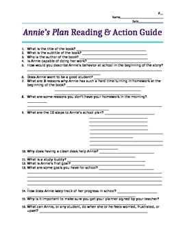 Preview of Annie's Plan Reading Comprehension and Action Guide