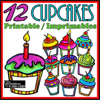 Preview of Clip Art: Birthday Cupcakes - Gâteaux d'anniversaire - Rentrée scolaire